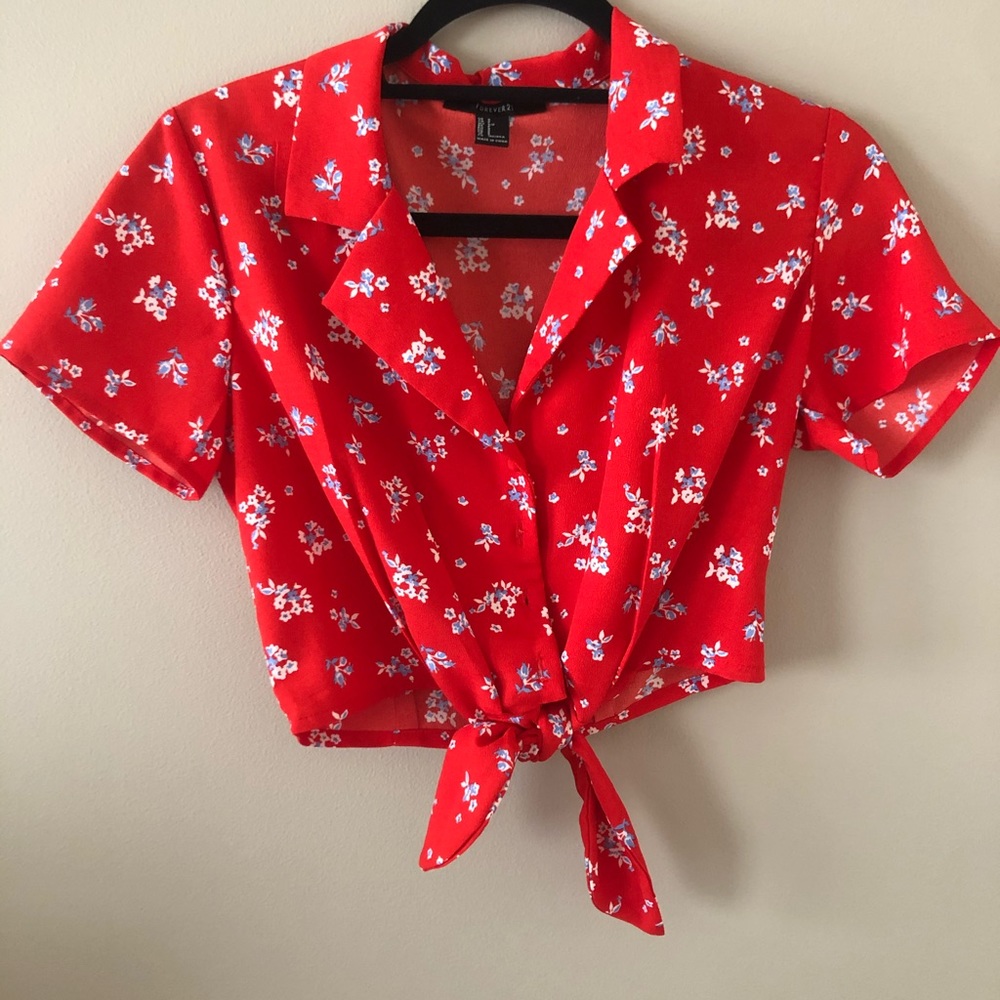 Red flower pattern crop